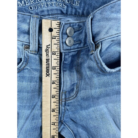 American Eagle Jeans Womens 0 Blue Artist Crop Super Stretch Light Wash Denim - Picture 7 of 8